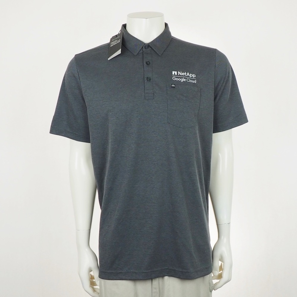Travis Mathew Oceanside Golf Polo Shirt Mens Large Black NetApp Google Cloud
